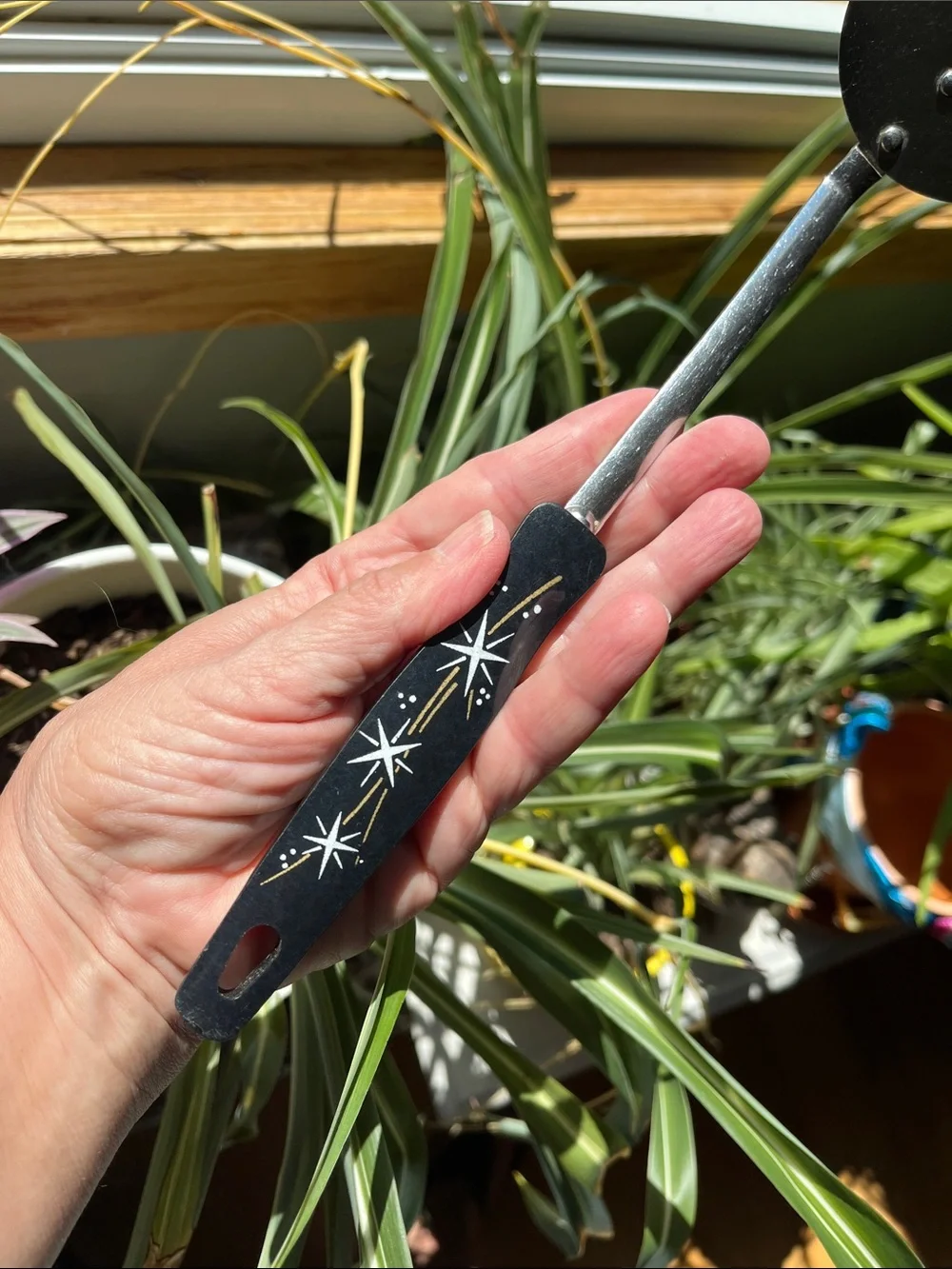 Vtg Ekco Atomic Starburst Spatula/Ladle/Masher MCM Black Handle Retro Kitchen